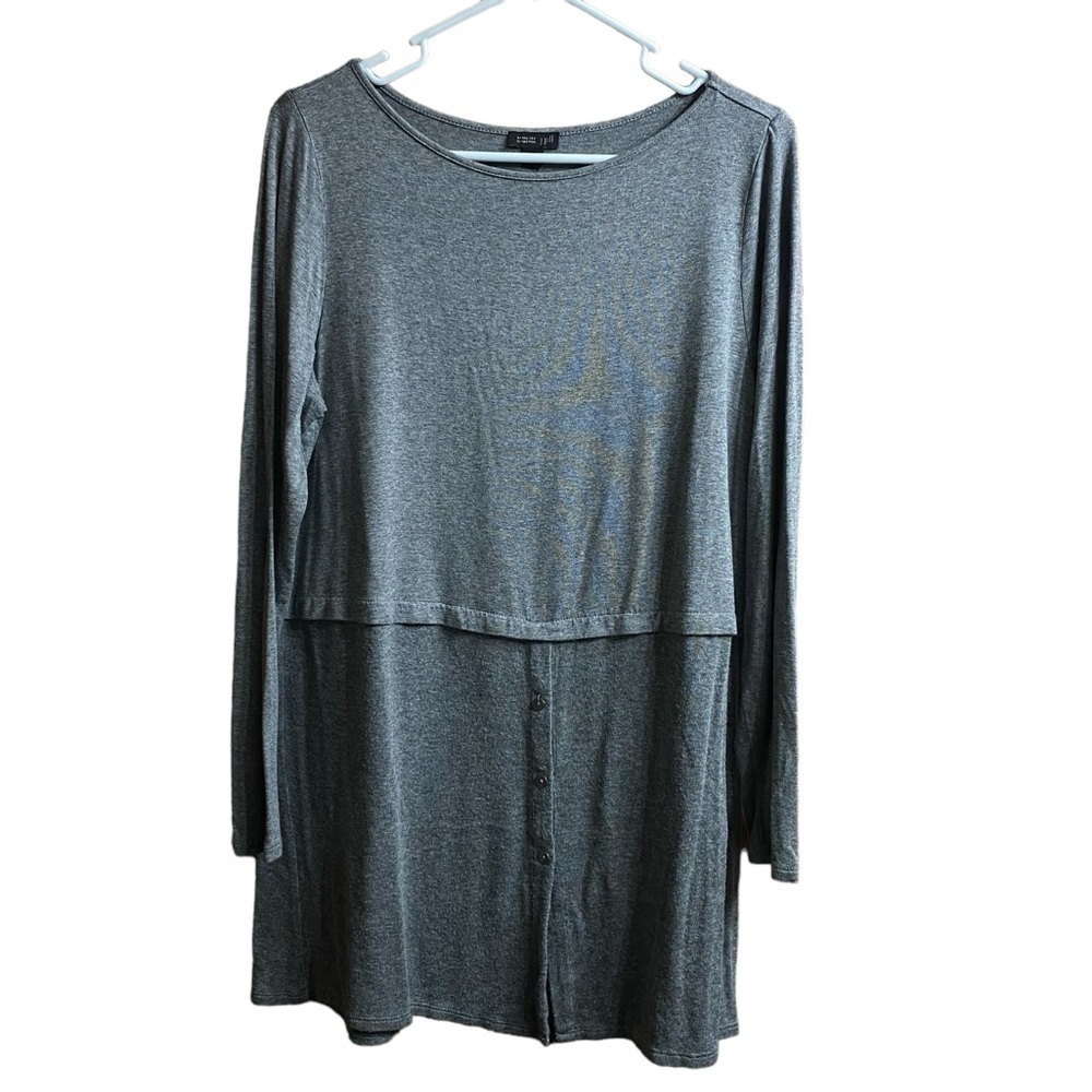 J. Jill Wearever Collection Gray Long Sleeve Tunic Top Size Medium